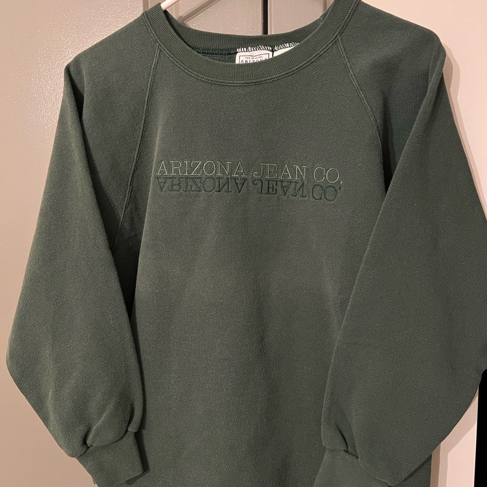 Vintage Arizona Jean Co Forest Green Y2K Crew Neck Sweatshirt Women's Sz Small